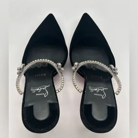 Christian Louboutin Planet Queen 70 Velvet Crystal Embellished Mules 70mm EU 39 - Picture 5 of 14